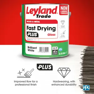 Leyland Trade Fast Dry Plus Brilliant White Gloss Metal & wood paint, 2.5L