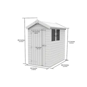 DIY Sheds 4x7 Apex Shed - Single Door With Windows