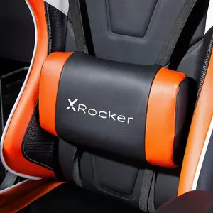 X Rocker Adjustable Ergonomic Faux Leather Swiveling PC & Racing Game Chair Orange