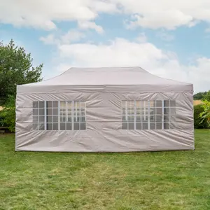 Pop Up 6x3 Gazebo With Sides Beige