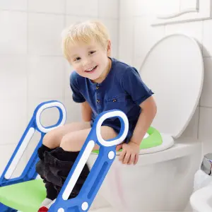 KEPLIN Potty Toilet Seat Adjustable Baby Toddler Kid Toilet Trainer with Step Stool Ladder for Boy and Girl (Green)