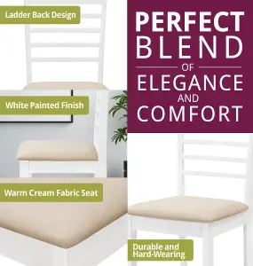 Hallowood Furniture Ledbury Wooden Chair with Fabric Seat Pad in White Painted Finish (Pair)