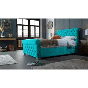 Veneta Plush Velvet Teal Bed Frame