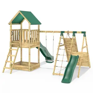 Rebo Modular Wooden Climbing Frame Playset - Swing, Climb & Slide Wychwood