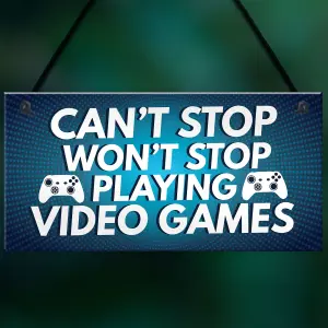 Gaming Sign Retro Hanging Plaque For Boys Bedroom Man Cave Sign Gift For Gamer