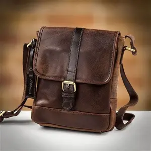 Ashwood Classic Leather Buckle Clasp Cross Body Bag - Brown