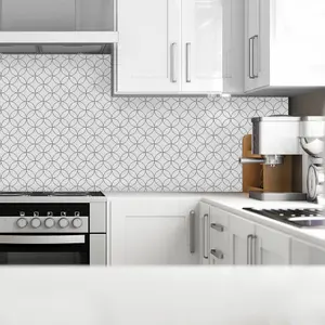 Splashwall Black & white Graphic MDF Splashback, (H)1220mm (W)2440mm (T)10mm