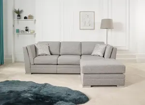 The Great British Sofa Company Charlotte 3 Seater Light Grey Sofa With Footstool