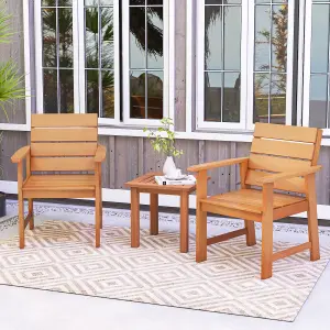 Costway 2 Piece Patio Hardwood Chairs Outdoor Garden Wood Dining Armchairs