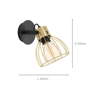 EGLO Sambatello IP20 Brass Caged Wall Light