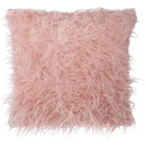 Set of 2 Cushions DAISY Faux Fur 45 x 45 cm Solid Pink