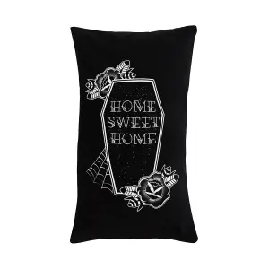 Grindstore Home Sweet Home Coffin Filled Cushion Black/White (One Size)