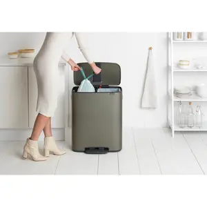 Brabantia Bo 30 Litre + 30 Litre Pedal Bin with Two Inner Buckets Platinum