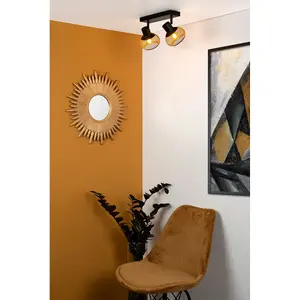 Lucide Lucas Modern Twin Ceiling Spotlight - 2xE14 - Matt Gold, Brass