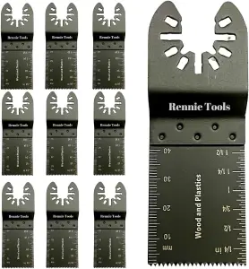 Rennie Tools Pack Of 10 x 35mm Oscillating Multi Tool Blades Set Compatible with Dremel Fein Multimaster Makita Etc Wood Saw Blade