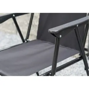 Set Of 2 Black Outdoor Garden Camping Beach Folding Chair