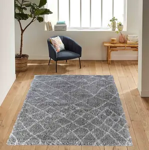 Moroccan Berber Shaggy Rugs Living Room Abstract Grey 60x220 cm