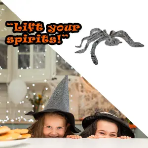 Halloween Animated Spider Light Up Eyes Moving Legs Trick or Treat Party  Grey