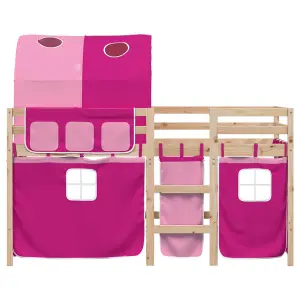 Berkfield Kids' Loft Bed with Tunnel without Mattress Pink 80x200 cm