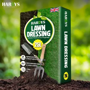 Hardys 25L Turf & Lawn Top Dressing Soil - Sandy Loam Base, Open Texture, Nutrient Enriched for First Grass Seeding & Overseeding