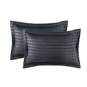 Microfiber Striped Duvet Cover Set with Pillowcases Charcoal / Double Duvet Cover + 2 Standard Pillowcases