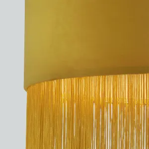 Lighting Collection Aberarth Mustard Velvet Fringe Shade