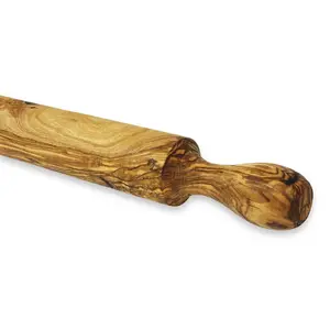 Olive Wood Natural Grained Kitchen Baking Wooden Rolling Pin 40cm