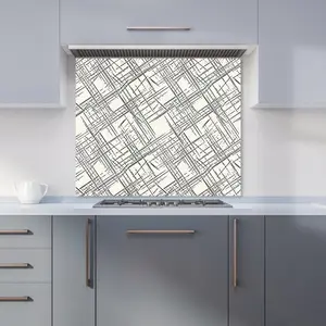 Monochrome Distressted Pattern Premium Glass Kitchen Splashback W600mm x H600mm