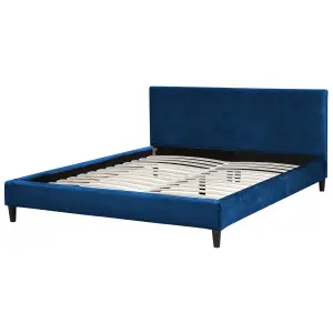 Velvet EU King Size Bed Navy Blue FITOU