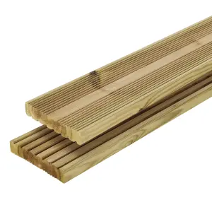 Klikstrom Lemhi Green Pine Deck board (L)4.8m (W)144mm (T)27mm