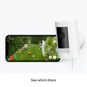 Ring Outdoor Camera Plug-In - White - Stick Up Camera, HD Video & Two-Way Talk