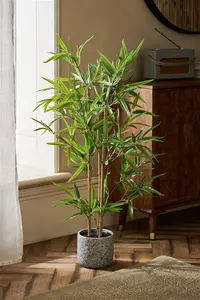 Next Green Artificial Bamboo Tree Plant In Concrete Pot - Green