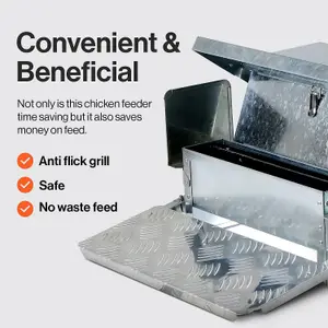 SuperHandy Chicken Feeder Automatic Spill Proof Galvanized Steel Bird Prevention for Chickens, Pheasants, or Roosters