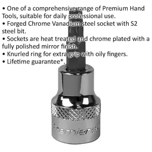 Premium T27 TRX Star Socket Bit with Knurled Grip - 3/8" Drive in S2 Steel