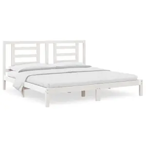 Berkfield Bed Frame White Solid Wood Pine 200x200 cm