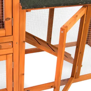 Pet Vida Double Wooden Pet Hutch, Guinea Pig, Bunny, Chicken Run Cage, 52 x 147 x 86