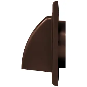 Brown Gravity Flap for 125 mm / 5" Round Wall Outlet - Ventilation Duct Cover with Non-Return Shutters and Rear Spigot