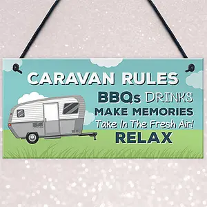 Red Ocean Caravan Rules Plaque Novelty Caravan Accessories Motorhome Gifts And Signs