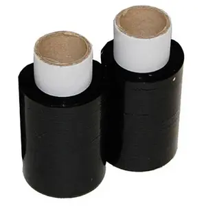 2 Rolls Of Black 100mm x 150m Mini Stretch Shrink Wrap Handy Sized 17mu Rolls