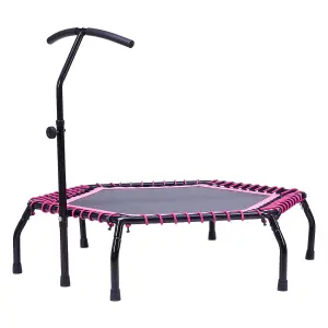 48in Bungee Cords Hexagonal Trampoline with Adjustable T-Bar Handle in Pink