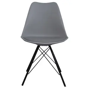 Soho Dark Grey Plastic Dining Chair with Black Metal Legs