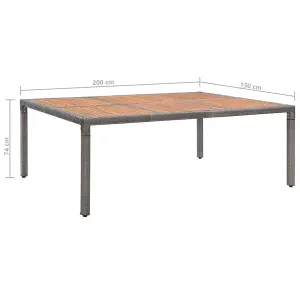 Berkfield Garden Table Grey 200x150x74 cm Poly Rattan and Acacia Wood