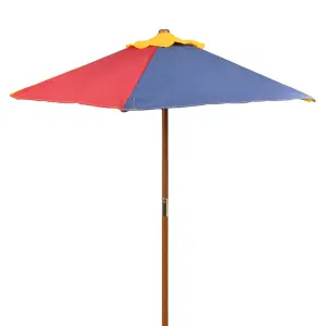 Berkfield Kids' Picnic Table with Benches and Parasol Multicolour Wood