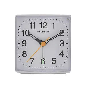 Analogue Quartz Movement / Crystal Alarm Tabletop Clock White