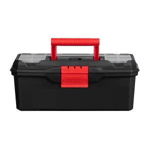 Hardys 13" Small Plastic Tool Box Organiser - 12 Compartment Tool Chest, Removable Tote Tray, Fixing & Fastenings Storage Case