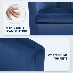 Yaheetech Blue Upholstered Velvet Club Chair