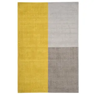 Mustard Geometric Handmade Luxurious Modern Wool Rug Easy to clean Living Room and Bedroom-160cm X 230cm