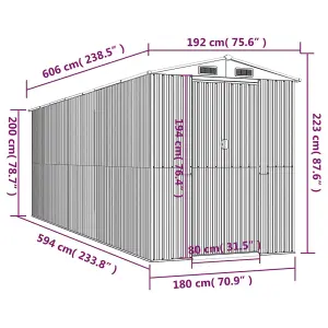 Berkfield Garden Shed Light Grey 192x606x223 cm Galvanised Steel