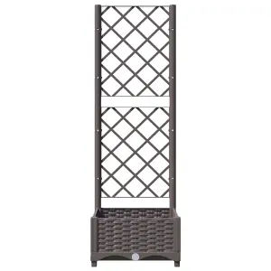 Berkfield Garden Planter with Trellis Brown 40x40x121.5 cm PP