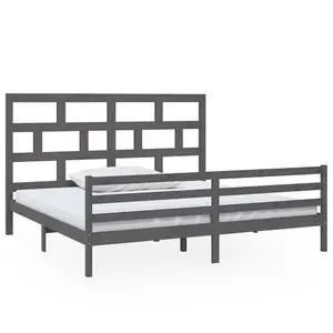 Berkfield Bed Frame Grey Solid Wood Pine 200x200 cm